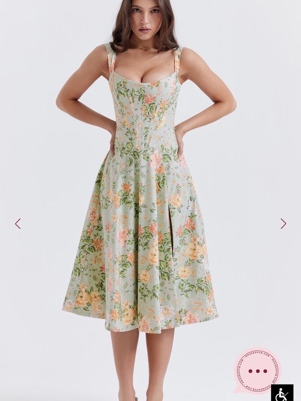 House of CB Saira Light Jade Print Midi Sundress